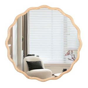 FONTOI Wavy Wall Mirror, 31"*31" Round Mirror Wall Decor for Bathroom Bedroom Living Room Cloakroom Entryway, Brown, 31"*1.8"*31" - 1 of 4
