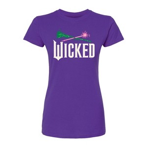 Women's - Wicked - Wand And Broomstick Logo Fitted Graphic T-Shirt - 1 of 2