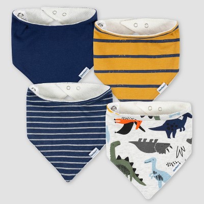 Gerber Baby Boys' 4pk Dino Bandana Bib - Blue