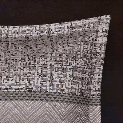 Gray and Taupe Geometric Jacquard Queen Comforter Set