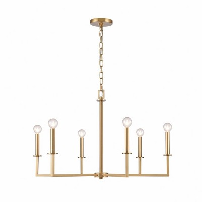Elk Home Dunne 6 - Light Chandelier in  Lacquered Brass