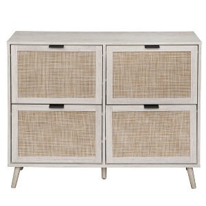 TIRAMISUBEST White 4-Door Rolling Shoe Cabinet - Mobile Storage Organizer with Wheels for Entryway, Closet or Bedroom - 1 of 4