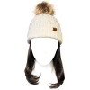 Wrapables Cable Knit Faux Fur Pom Pom Beanie, Mommy & Me Set Cream - image 3 of 4