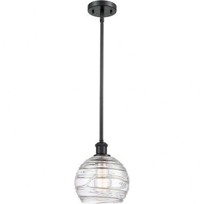 Athens Deco Swirl - 1 Light Stem Hung Mini Pendant In Industrial Style-10 Inches Tall and 8 Inches Wide