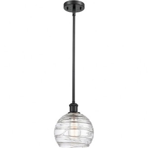 Athens Deco Swirl - 1 Light Stem Hung Mini Pendant In Industrial Style-10 Inches Tall and 8 Inches Wide - 1 of 1