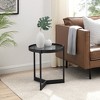 Modern Minimalist Tray Top Round Glass Side Table Black - Saracina Home - 2 of 4