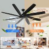Wanze of Ocean 72 in. Modern Indoor&Outdoor Downrod Mount Black Blades 6-Speed Ceiling Fan with Remote and 3-Size Downrods - 3 of 4