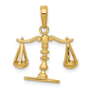 Black Bow Jewelry 14k Yellow Gold 3D Moveable Scales of Justice Pendant - 1 of 4