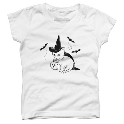 Girl's Design By Humans Halloween cat, cute kitten, happy halloween By SPOODEMOON T-Shirt