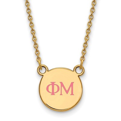 Black Bow Jewelry 14k Yellow Gold Plated Sterling Silver Phi Mu Greek Life Necklace 18 Inch