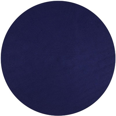 72" x 72" Alpine Collection Navy Solid Reversible Indoor Area Utility Round Rug - Better Trends