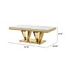 51" Modern Coffee Table with MDF Faux Marble Top, Rectangular Coffee End Table with Stainless Steel Double Pedestal for Living Room-Coolbibila - 3 of 4