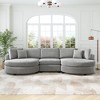 3-Seater Sofa, Chenille Upholstered Curved Sofa Couch with 2 Throw Pillows for Living Room - ModernLuxe - 2 of 4