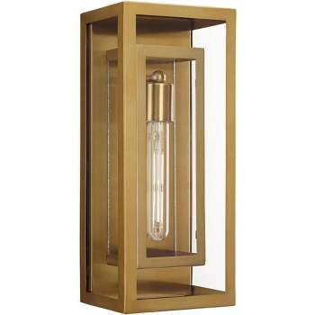 Possini Euro Design Modern Wall Light Sconce Warm Brass Hardwired 6 1/4" Fixture Clear Glass for Bedroom Bathroom Vanity Hallway