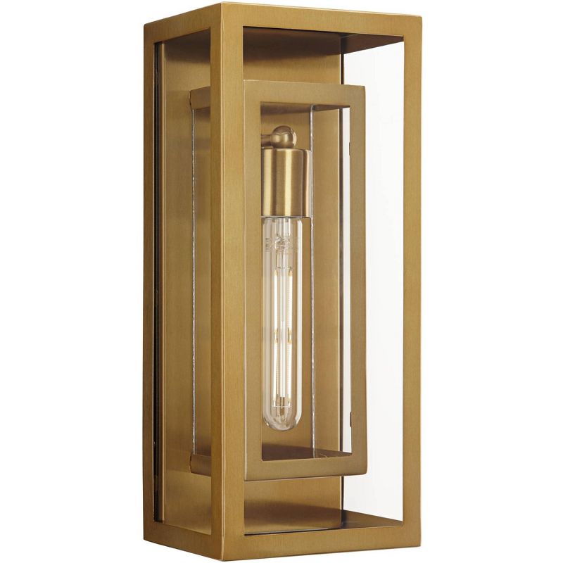 Possini Euro Design Modern Wall Light Sconce Warm Brass Hardwired 6 1/4" Fixture Clear Glass for Bedroom Bathroom Vanity Hallway, 1 of 9