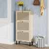TiramisuBest Rattan 3 Door Shoe Rack, Freestanding Modern Shoe Storage Cabinet, for Entryway - 3 of 4