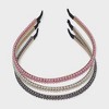 Hair Essentials Women's 3-Pack Pearl Embellished Headbands - Multi-Color (Pink, White, Gray) - Women’s Hair Accessories for Stylish Everyday Looks - 3 of 4