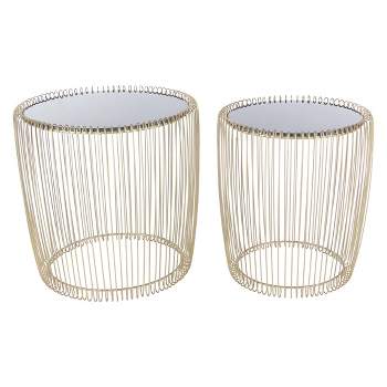 Set of 2 Metal and Glass Round Accent Tables Gold - Olivia & May