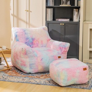 Hooseng Bean Bag Sofa with Tufted Soft Stuffed Filling, Fluffy and Lazy Sofa with Footstool, Comfy Cozy BeanBag Chairs - 1 of 4