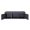56" Cargo Storage Bench Gray Fabric/Gunmetal - Acme Furniture: Linen Upholstered, Metal Frame, Padded Seat - 4 of 4