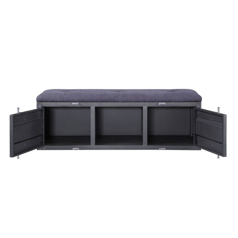 56&#34; Cargo Storage Bench Gray Fabric/Gunmetal - Acme Furniture, 4 of 7