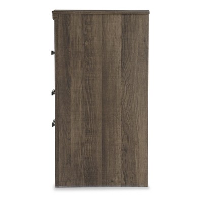 Juararo Dark Brown 3-Drawer Transitional Nightstand
