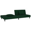 vidaXL 2-Seater Velvet Sofa Bed - Multifunctional Loveseat with Pillows, Convertible Day Bed, Wooden Frame, Comfortable Sleeper - Dark Green - 3 of 4