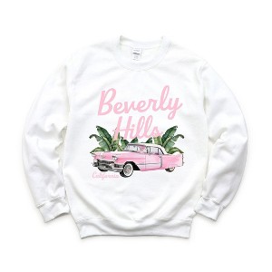 Simply Sage Market Women's Graphic Sweatshirt Beverly Hills Retro Car - 1 of 3