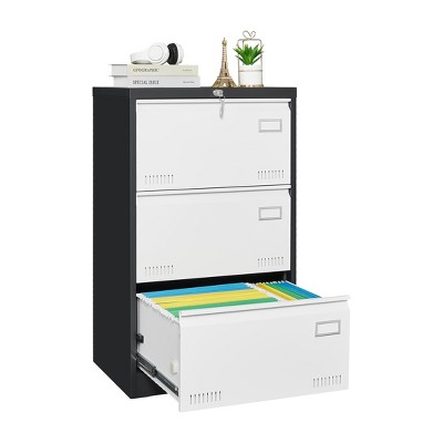 NicBex 3 Drawer Lateral File Cabinet with Lock,Under Desk Office Storage File Cabinet for Home Office Letter/Legal/A4/F4