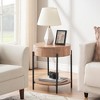 Garvee Round End Table Wood Side Table with Drawer for Living Room, Bedroom and Small Spaces, Brown - 3 of 4