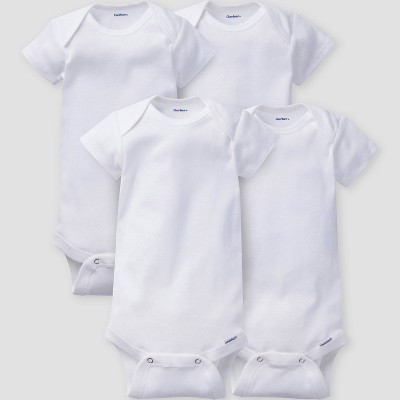 Gerber Baby 4pk Short Sleeve Onesies - White 3-6M