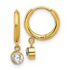 Chisel Stainless Steel Polished Yellow IP-plated White Zircon Dangle Hinged Hoop Earrings - 2 of 4