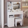 Makeup Vanity Table with Touch LED Sliding Mirror,Storage Drawers and Cushioned Stool for Bedroom–The Pop Home - 3 of 4