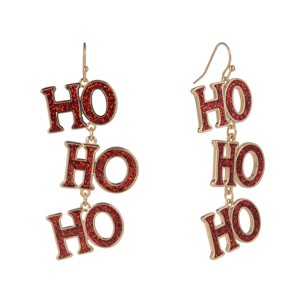 Hallmark Red Glitter Enamel Ho Ho Ho Earrings - 1 of 4