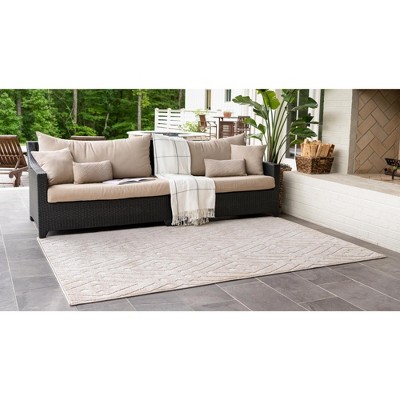 Sabrina Soto Beige 8' x 10' Geometric Flat-Woven Outdoor Rug
