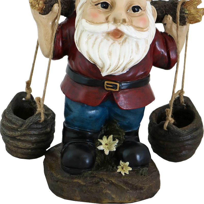 Sunnydaze Peter with a Pair of Pails Gnome Indoor/Outdoor Lightweight Resin Lawn and Garden Statue - 14" H, 5 of 8