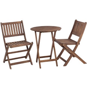 Maliang 3-Piece Acacia Wood Bistro Set, with 1 Coffee Table and 2 Foldable Chairs - 1 of 4