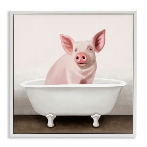 Stupell Industries Pink Farm Pig in Country Bath Tub Framed Giclee Art - 1 of 4