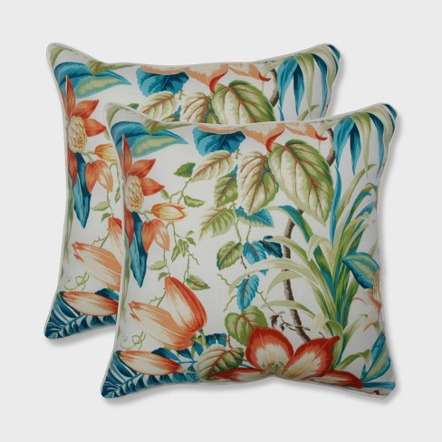 2pk 18 5 Botanical Glow Tiger Lily Outdoor Throw Pillow Blue