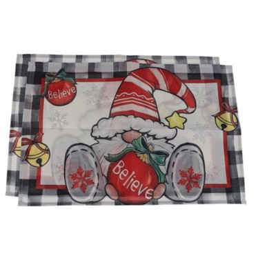 Unique Bargains Christmas Place Mats Dwarf Flax Black Red White 11.8"x17.7" 2 Pcs