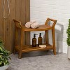 JONATHAN Y Orla 25.6" Modern Classic Slatted Solid Acacia Wood Indoor/Outdoor Shower Bench with Shelf and Handle - 3 of 4