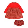Mixed Up Clothing Baby Long Sleeve Ruffle Trim Dress and Bloomer Set - Red Multicolor - 2 of 4