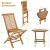 Costway 3PCS Patio Bistro Set Round Table Indonesia Teak Wood Folding Chair Slatted Tabletop Seat - 3 of 4
