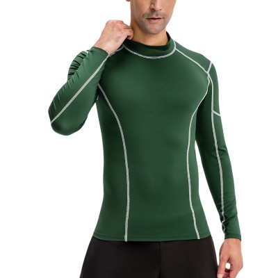 Anna-Kaci Active Men's Long Sleeve Compression Shirt with Contrast Stitching and Athletic Fit