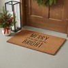 HomeRoots 17" X 29" Brown And Black Christmas Merry and Bright Outdoor Coir Door Mat - 2 of 4