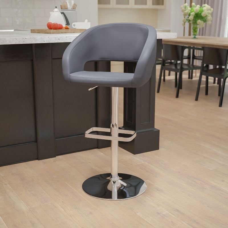 Flash Furniture Contemporary Vinyl Adjustable Height Barstool with Rounded Mid-Back, 3 of 12