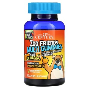 21st Century Zoo Friends Multi Gummies, Plus Extra C, Great Tasting Fruit, 60 Gummies - 1 of 4