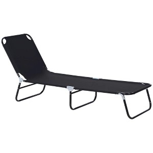 Resenkos Folding Chaise Lounge Pool Chairs, Outdoor Sun Tanning Chairs With 5-Level Reclining Back, Steel Frame, Black - 1 of 4