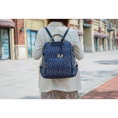 MKF Collection Travel Backpack Trendy Monogram Vegan Leather, Cora Milan | MKF Collection by Mia K - Chocolate — фото 3