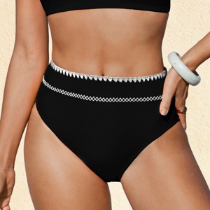 Women's Chic Red Crochet Trim High-Rise Bikini Bottoms - Cupshe - 1 of 4